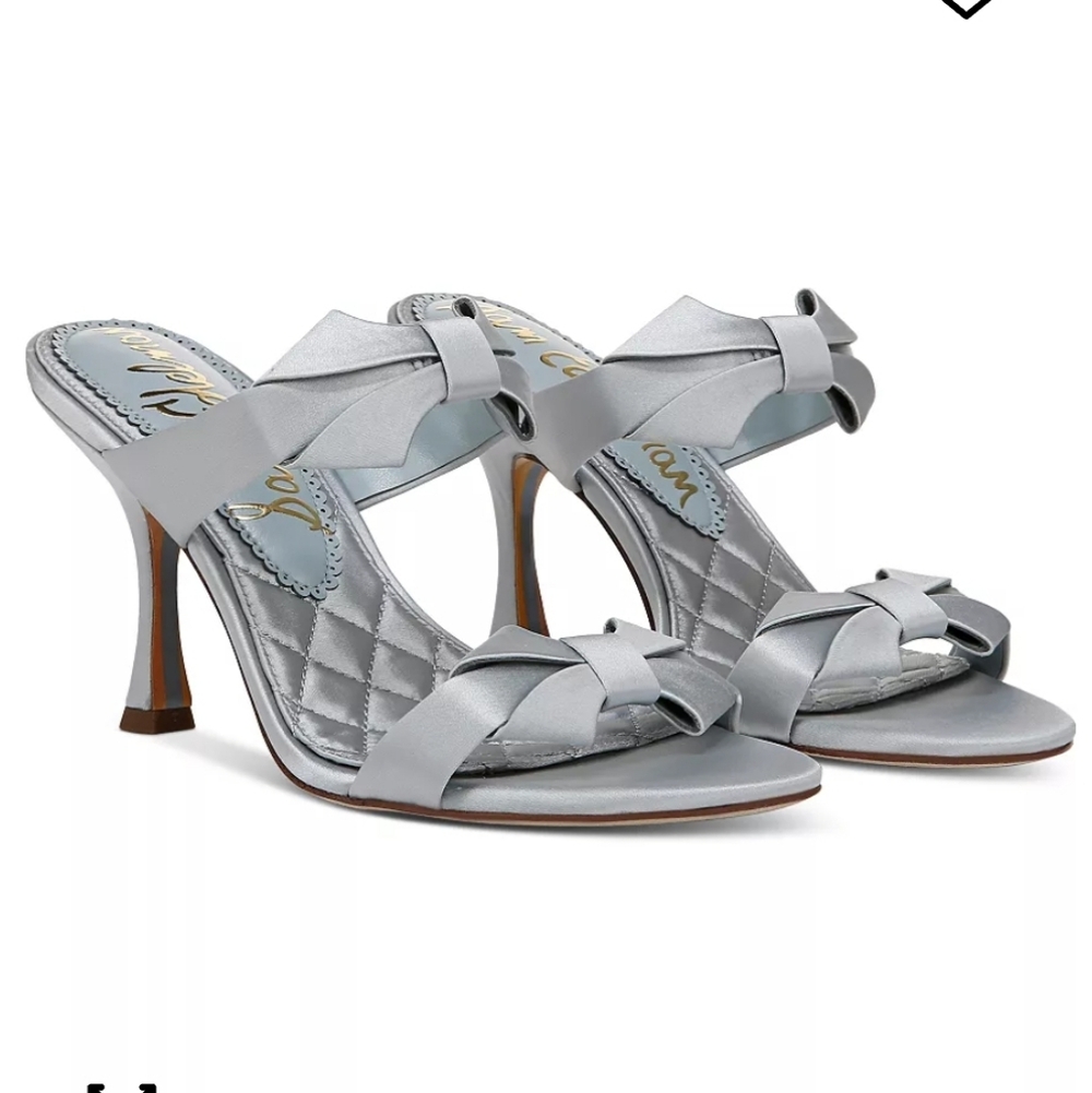 Sam Edelman Women's Size 6.5 Jasmine Blue Double Strap Heels Mules Bows